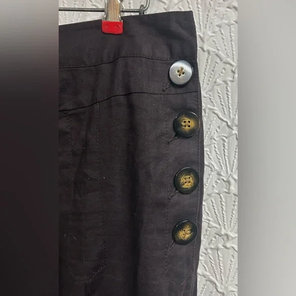 Anthropologie Elevenses Size 10 Dark Maroon Wide Leg Linen Blend pant - Picture 3 of 5